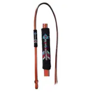 OVER & UNDER WHIP 4' Leather BEADED ARROW Design 4' Long x 1/2" Wide