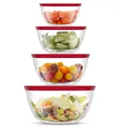 Kitchen Large Mixing Bowl Set 8pc Glass with Lids Set Neat Nesting Batter Bowl C