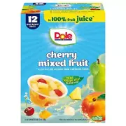 Dole Cherry Mixed Fruit in 100% Juice^ - Dole Fruit Bowls Snacks - 4 oz 12 Pack