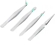 ViaGasaFamido 4-part Tweezers Set, Professional Stainless Steel Precision Tweezers Several for Craft, Jewelry, Electronics, Laboratory Work