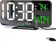Digital Clock, 6.7" Small Desk Clocks, Table Mirror Alarm Clock Big Digits LED
