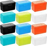 12 Pack Index Card Box 3x5 Flash Card Holder Perfect for Recipe Organizer Case Note Card Storage(6 Colors)