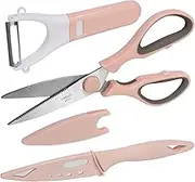 Kitchen Shears Set, Kitchen Scissors Heavy Duty Meat Scissors Poultry Shears, Contains Scissors、Vegetable Potato Peeler、Paring Knife, Dishwasher Safe Food Cooking Scissors Set, Sharp Stainless Steel.