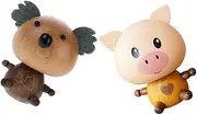 Beatifufu 2pcs Car Bobble Head Doll DIY Window Frame Air Outlet Vent Bead Cartoon Timer Doll House Mini Pagoda Household Lampshade Head Lampshade Material Gaskets Beads Wooden