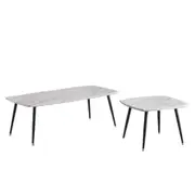 Design Square Set Of 2 Nesting Coffee Table Faux Marble Black/White