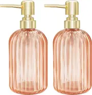 2025 New Set of 2 Glass Kitchen Soap Dispenser with Pump, Clear Hand Soap Dispenser, Lotion Dish Soap Dispens
