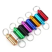 9pcs Waterproof Mini Aluminum Pill Box Case Organizer With Keychain Outdoor FA