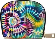 [EdWal] Exotic Tribe Tie Dye Style Print Card Holder Unisex Credit Card Case for Men and Women Leather Card Holder, Slim Business Card, White, One Size