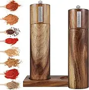 Wood Salt and Pepper Grinder Set,Salt Pepper Mill Grinder,Salt Grinder Set,Cylindrical Grinder Acacia Wood Pepper Mill Ceramic Core Manual Pepper Grinder