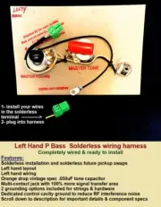 Left Hand P Bass - Solderless Wiring Upgrade/Multi-contact Jack/Vintage spec Cap