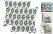 Spring Flower Pillow Covers 18x18 Set of 2, Farmhouse Outdoor Linen Block