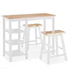 3-Piece Wooden Bar Set Dining Kitchen Pub Stools Barstools Counter Chairs White