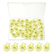 30 Pcs Round Cord Lock Spring Loaded Toggle Stoppers with Box Light Yellow