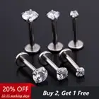 Flat Back Labret Monroe Zircon Tragus Helix Cartilage BAR Screw on Earrings