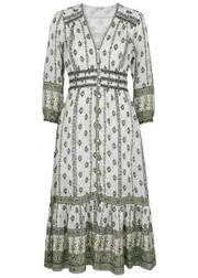 Veronica Beard Castella Printed Ramie Midi Dress - Ivory - 6 (UK10 / S) 6 (UK10 / S)