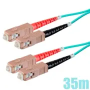 35M SC to SC UL Duplex 50/125 MultiMode OM4 Fiber Optic Optical Cable OFNR Aqua