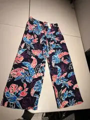 Tommy Bahama Pants Women's Small Graphic Tropics Mare Navy Floral Rayon Pockets