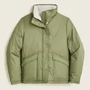 NWT J. Crew green insulated sherpa lined puffer coat size S
