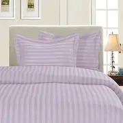 Elegant Comfort Best, Softest, Coziest 3-Piece Duvet Cover Sets! - 1500 Thread Count Egyptian Quality Luxurious Wrinkle Resistant 3-Piece Damask Stripe Duvet Cover Set, Full/Queen, Lavender/Lilac