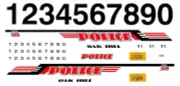Oak Hill, Ohio Police Crusier 1/43rd Scale Slot Car Decals