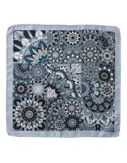 [Gibson] Mandalas Silk Pocket Square in Denim