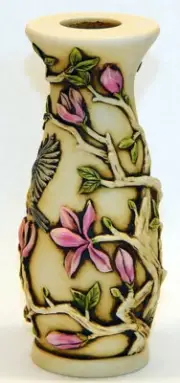Harmony Kingdom Art Neil Eyre Designs Bird feeding magnolia tree flower vase
