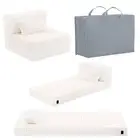 Folding Sofa Bed Beige Floor Mattress for Kids with Pillow, Toddler Washable ...