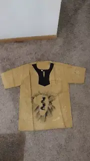 African clothing for men-Dashiki Bogolan Yellow Size L
