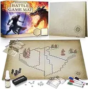 EVERGAME Reusable DND Game Mat for Dungeons and Dragons, 23" x 27", Double Sided, Includes Markers, Eraser, & Dice Set, Ages 12+