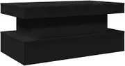 vidaXL Black Coffee Table with LED Lights - Engineered Wood, Versatile Sofa/Side Table for Living Room, Office - 90x50x40 cm, RGB Lighting