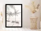 Palm Trees & Beach Chairs near Beach Glass Framed Wall Art, Ready to Hang