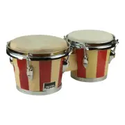 NEW Drumfire 6.5" & 7.5" Bongo Drum Set Wood Hand Percussion (Natural Brown)
