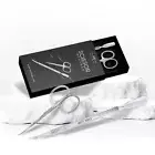 PRO Cuticle Nail Art Small Scissor Curved Manicure Toe Nail Scissors + Pusher