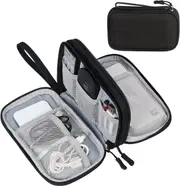 Electronic Organizer Bag Pouch Waterproof Double Layers Storage for Cables Charger Phone Earphone Large Size Black