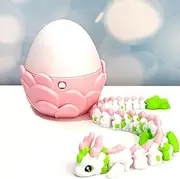 3D Printed Dragon Eggs with Dragon Inside,Mini Mystery Dragon Egg Articulated Dragon Fidget , Executive Dragon Fidget Desk Gifts, Home Office Decorations Set (Pink)