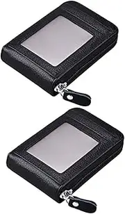 [VANZACK] 2pcs Card Holder Wallet Multi Card Organizer Pouch for Business Personal Use Minimalist Design with Zipper for Men Women