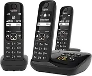 Gigaset A694 AM Trio - Three Cordless DECT Telephones with an Answering Machine - Large Phonebook - Intuitive Use, Black [UK Version]