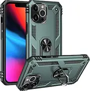 Cavor for iPhone 13 Pro Max Case (6.7") TPU Case PC Bumper 360° Rotation Ring Holder Kickstand Back Cover [Work with Magnetic Car Mount] Shockproof Protective Cover-Green
