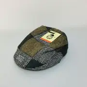 Patrick Francis Ireland Multi Tweed Patchwork Kids Flat Cap Large Wool Blend