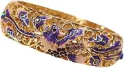 [NXAWUE] Cloisonne Bracelet,Enamel Bracelet, Multicolor Wide Rhinestone Phoenix Bangles Bracelets Cloisonne Enamel Accessories Animal Spring Hinged Cuff Gilding Openwork Women Jewellery