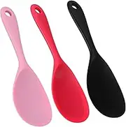 CHICAMPERA 3PCS Nonstick Silicone Rice Paddle Spoon Heat Resistant Kitchen Tool for Easy Serving Stirring for Rice Cookers Family Meals Unique Design for Effortless Cleanup