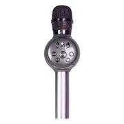 Laser Wireless Bluetooth Rechargeable LED Karaoke Microphone/Speaker Silver