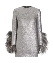 feather-trim mini dress IT44 silver