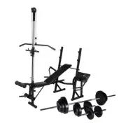 Workout Bench With Weight Rack Barbell And Dumbbell Set