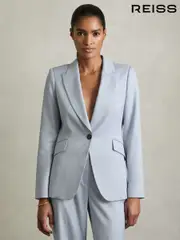 Reiss Blue Millie Single-Breasted Peak-Lapel Tailored Blazer (AP8479) | $545