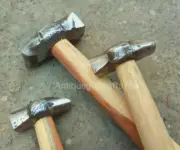 Set of 3 Black Iron Hammer Blacksmith Wooden Handle Heavy Duty With Wood Handle