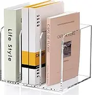 SANRUI Clear Acrylic Magazine File Holder Desk Organizer for Office Organization and Storage with 3 Vertical Compartments 8 1/2''x7 1/5''x 6 1/2'' Transparent