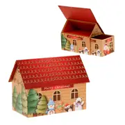 Christmas Rectangle House Gift Box w Drawer Xmas Kids Present Packing Wrap Decor
