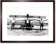 Vintage Photo Pilot Meyerhoffer Clark Hester Biplane Framed Wall Art Print