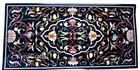 Black Marble Meeting Table Top Nature Pattern Inlay Work Dining Table for Home